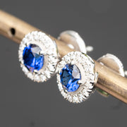 Nera - 1.16 carat round sapphire earrings with 0.20 carat natural diamonds