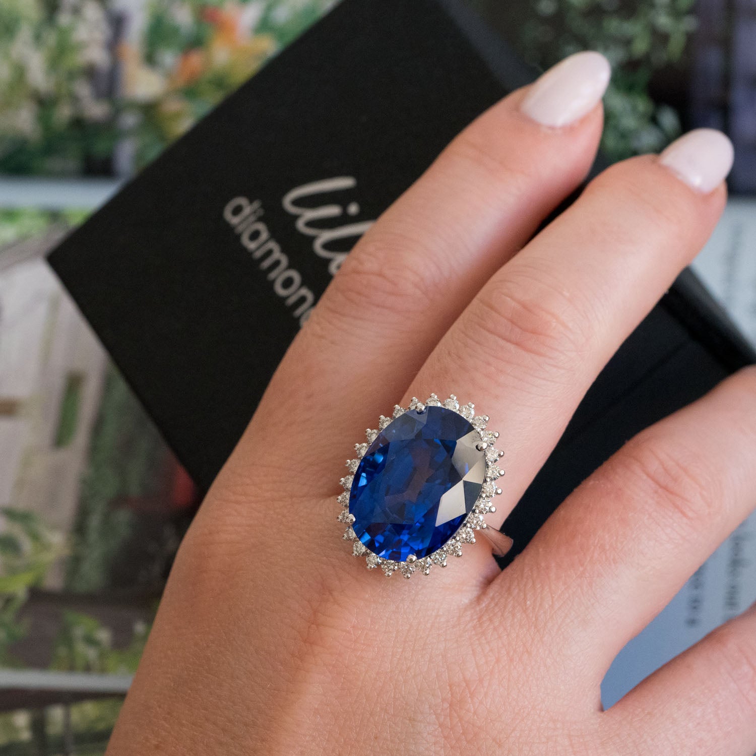 Kay Blue Sapphire Ring 1/6 ct tw Diamonds 10K White Gold | Hamilton Place