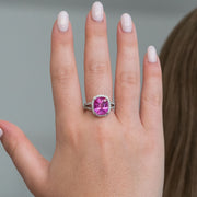 Andrée - anillo de zafiro rosa cojín de 6.50 quilates con diamantes naturales de 0.69 quilates