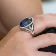 Elizabeth - 26.00 carat oval sapphire ring with 1.20 carat natural diamonds