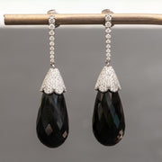 Nina - Boucles d'oreilles vintage en onyx de 47.00 carats avec diamants naturels de 1.70 carat
