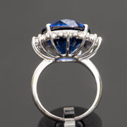 gran anillo de diamantes de zafiro azul
