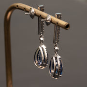 Galiana - 8.00 carat pear sapphire earrings with 0.70 carat natural diamonds