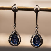 Galiana - 8.00 carat pear sapphire earrings with 0.70 carat natural diamonds