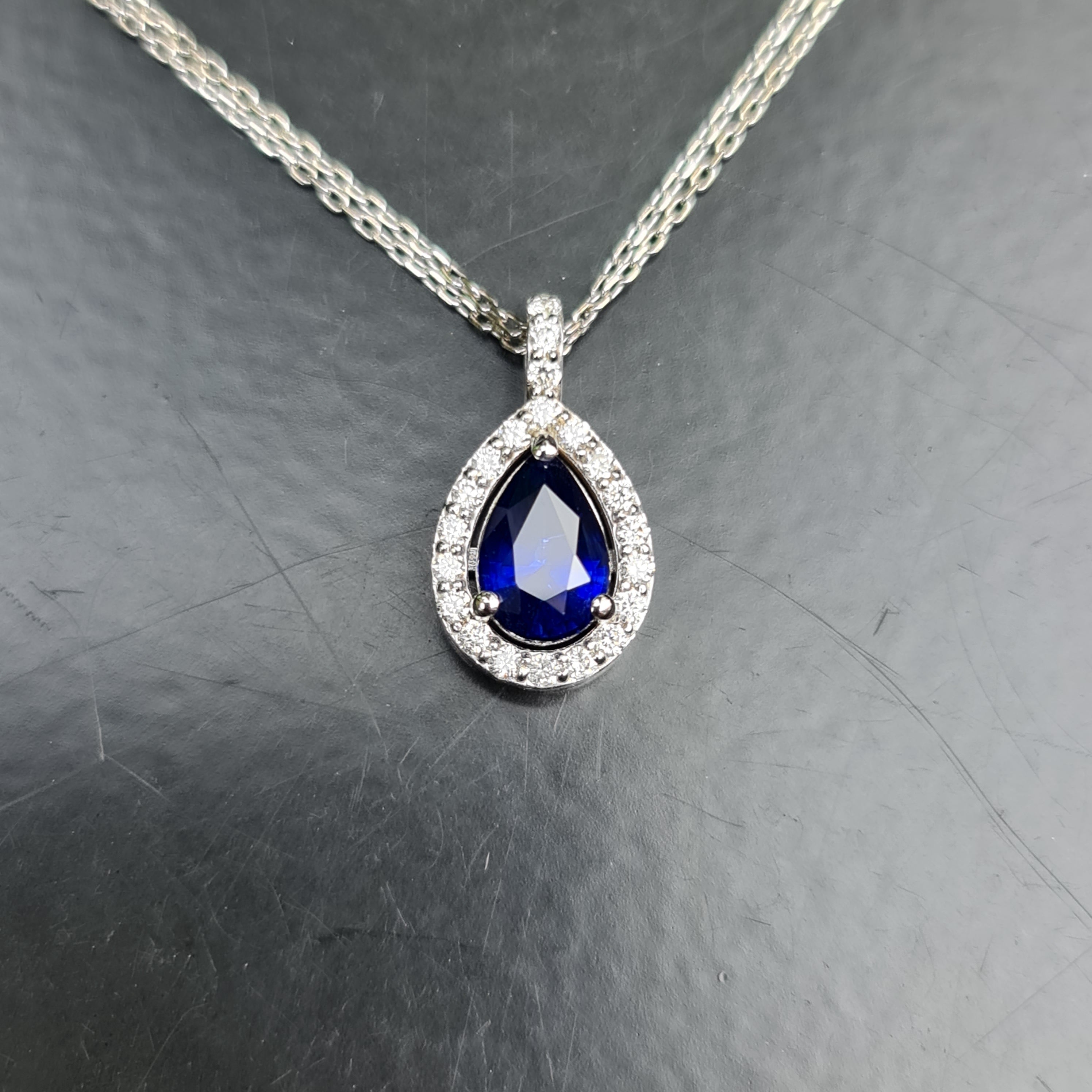 Blue Sapphire Pendant – 3.00ct Sapphire, 0.35ct Diamonds – Lilo