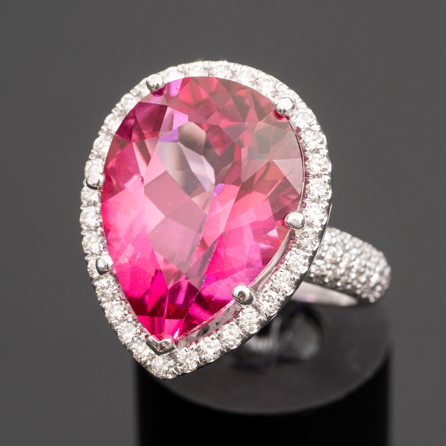 18.00ct pink topaz diamond statement ring, Cocktail ring, Dinner ring ...