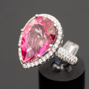 pear shape - vivid pink topaz diamond ring
