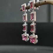 Selena - 7.20 carat pink Tourmaline earrings with 1.18 carat natural diamonds