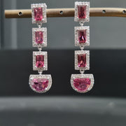 Selena - Pendientes de turmalina rosa de 7.20 quilates con diamantes naturales de 1.18 quilates