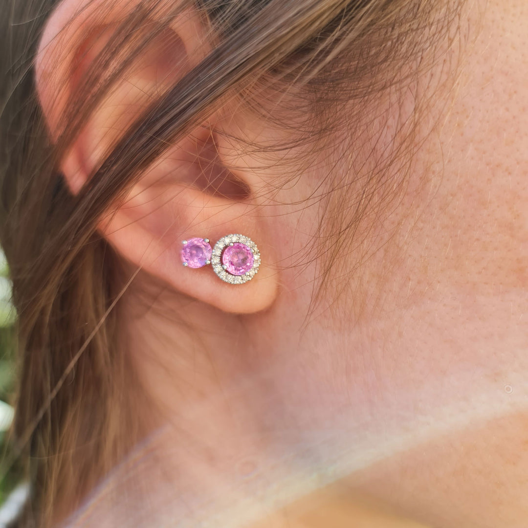 Natural pink sapphire earrings, sapphire, natural