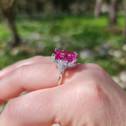 Iris - Anillo de zafiro rosa de 13.00 quilates, diamantes naturales de 1.20 quilates