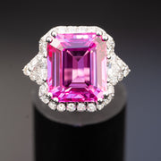 Iris - Anillo de zafiro rosa de 13.00 quilates, diamantes naturales de 1.20 quilates