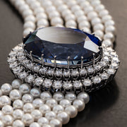 Large  sapphire pearl necklace
