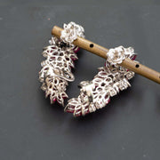Luxury white gold ruby diamonds earrings for women