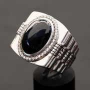 Clarette - 15.00 carat natural oval star sapphire ring with 0.60 carat natural diamonds