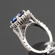 Renée - 5.00 carat round sapphire ring with 1.56 carat natural diamonds