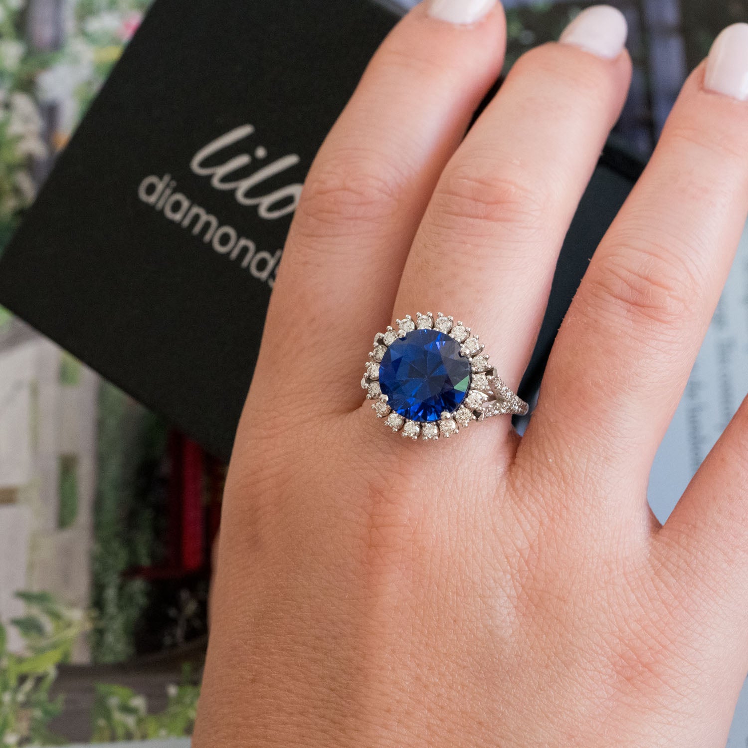 Round blue diamond ring Clearance