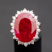 Kira - 18.00 carat oval ruby ring with 1.30 carat natural diamonds