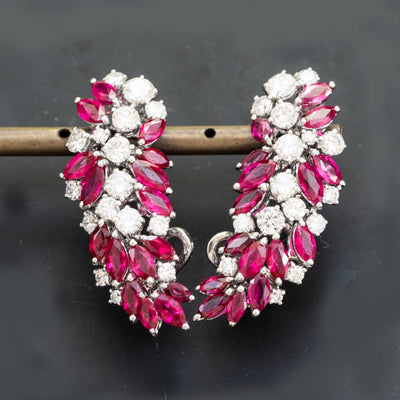Luxury Climber Earrings 9.10 carat natural ruby 4.33 ct natural diamonds