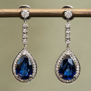 Elena - 6.83 carat pear sapphire earrings with 1.20 carat natural diamonds