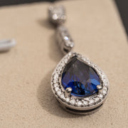 Elena - 6.83 carat pear sapphire earrings with 1.20 carat natural diamonds
