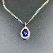 Harper- 3.00 carat pear sapphire pendant with 0.35 carat natural diamonds