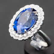 Helen - 13.50 carat oval sapphire ring with 1.20 carat natural diamonds