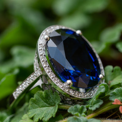 Large Sapphire statement ring for women 
