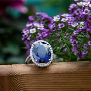 Oval Sapphire statement ring for women 