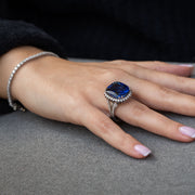 Large cushion blue sapphire ring 