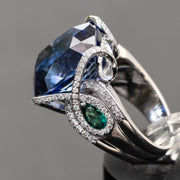 Cadence - 12.65 carat sapphire ring with 0.66 natural green emeralds and 0.77 carat natural diamonds