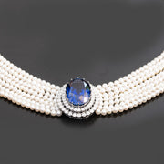 Large sapphire diamond necklace