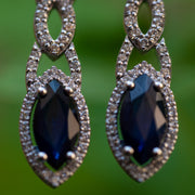 Cathalina - 4.23 ct marquise sapphire earrings with 0.77 carat natural diamonds