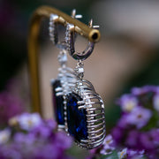 Micola - 37.25 carat cushion sapphire earrings with 1.75 carat natural diamonds