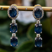 Aymelina - 9.35 carat oval sapphire earrings with 0.69 carat natural diamonds
