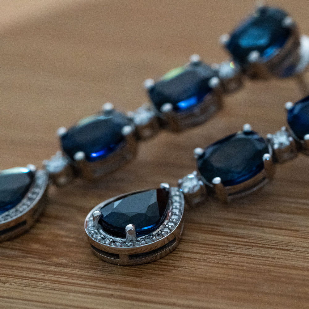 dangle sapphire diamond earrings white gold