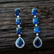 Savia - 14.55 carat Oval & pear sapphire earrings with 0.51 carat natural diamonds