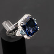 Suzanne - 13.18 carat sapphire ring with 0.80 carat natural diamonds & 0.70 carat topaz