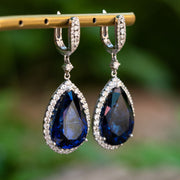 Andrea - 24.00 carat pear sapphire earrings with 1.31 carat natural diamonds