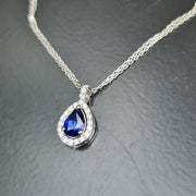 Harper- 3.00 carat pear sapphire pendant with 0.35 carat natural diamonds