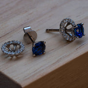 stud sapphire earrings 2 in 1