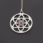 Seed of Life - Natural ruby and natural diamond pendant