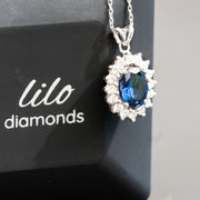 Clarina - 2.81 carat oval sapphire pendant with 0.70 carat natural diamonds
