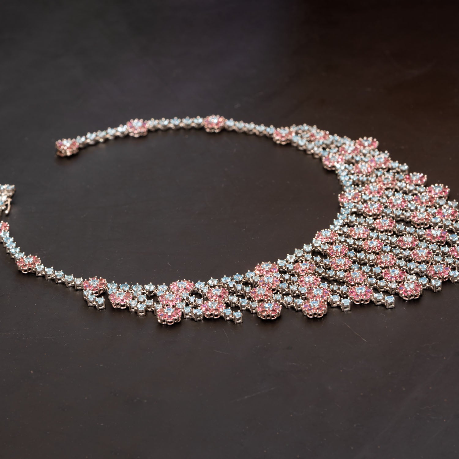 Lariat Necklac with Large Double Blossoms | Kathryn New York Pink Topaz / Silver / 16 Inches