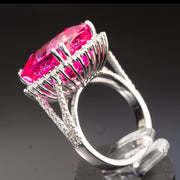 anillo de cóctel de zafiro rosa