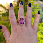 Mélanie - 15.00 carat natural pink topaz ring with 0.46 carat natural diamonds