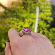 Mélanie - Anello con topazio rosa naturale da 15.00 carati con diamanti naturali da 0.46 carati