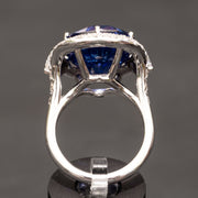anillo de diamantes de zafiro de cóctel