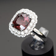 Aurora - 4.86 carat Red Tourmaline ring with 1.16 carat natural diamonds D VVS