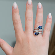 Émilie - 6.00 carat pear sapphire ring with 0.89 carat natural diamonds